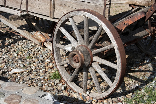 Vintage western wagon wheel.