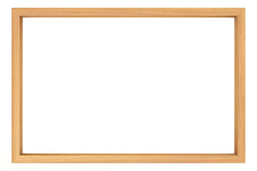 Obraz premium Empty Wooden Frame With Copy Space Isolated On White Background, 3d illustration