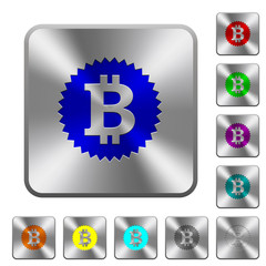 Bitcoin sticker rounded square steel buttons