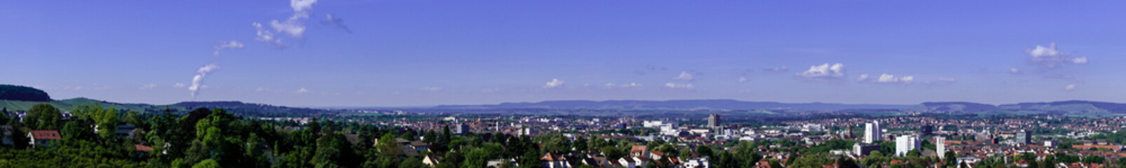 Fototapeta na wymiar Panorama von Heilbronn bei blauen Himmel in Baden-Württemberg