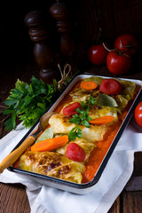 golabki - polish cabbage rolls in tomato sauce