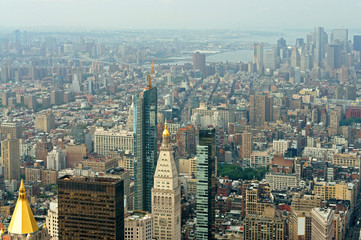 American Skyscrapers. View of New York City from above                    