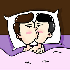 Gay couple cartoon concept design.