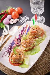 Nam prik ong, Thai northern style chili paste cooktail food.