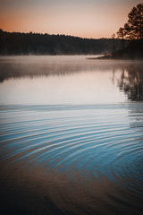 Mystic fog and circles on the water surface.