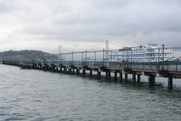 Fototapeta na wymiar View of San Francisco Bay and pier near Ferry building, California