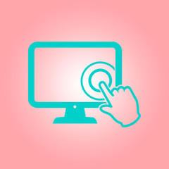 Touch screen monitor icon. Hand pointer sign.