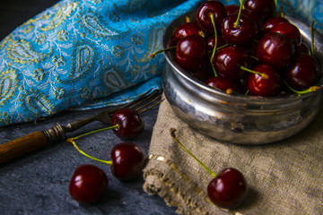 cherries on the table