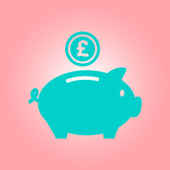 Piggy bank icon. Pictograph of moneybox. Flat design.