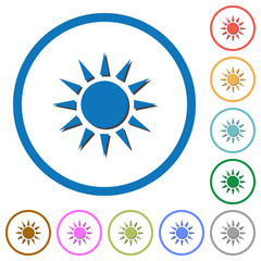 Sun icons with shadows and outlines