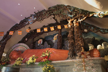 Reclining Buddha in Niet ban tinh xa monastery. Vung Tau. Vietnam