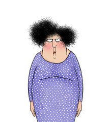 Funny Cartoon Lady With an Expression of Angry Frustration