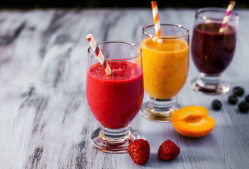 Fresh Fruit Smoothies - Raspberry, Apricot and Blueberries