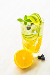 Iced detox water with cucumber and lemon