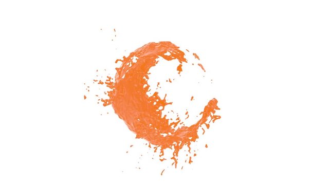 Paint flows with splashes around sphere with attraction to its center (with alpha channel). Good effect for ids, packshots, round logotypes. Separated on pure white background.