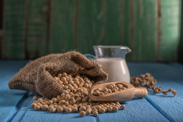 some seeds (close-up shot) soy Milk