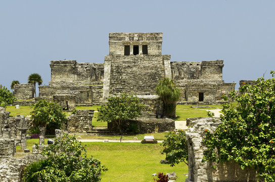 Main temple in Tulum Yucatan Mexico 