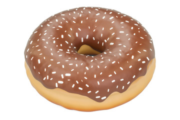 chocolate donut, 3D rendering