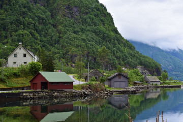 Fototapeta na wymiar Village Norway Europe