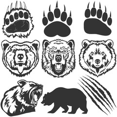 Bear, footprint with claw scratches vector