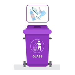 Rubbish Container For Glass Waste Icon Recycle Sorting Garbage Concept Logo Vector Illustration