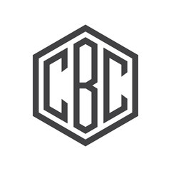 three-letter initials hexagon logo black