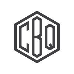 three-letter initials hexagon logo black