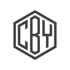 three-letter initials hexagon logo black