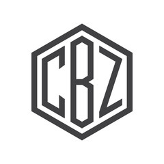 three-letter initials hexagon logo black
