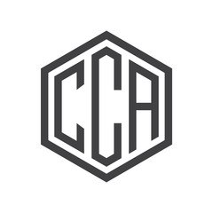 three-letter initials hexagon logo black