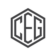 three-letter initials hexagon logo black