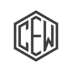 three-letter initials hexagon logo black