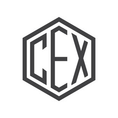 three-letter initials hexagon logo black