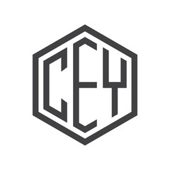 three-letter initials hexagon logo black