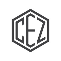 three-letter initials hexagon logo black