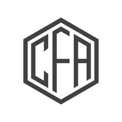 three-letter initials hexagon logo black