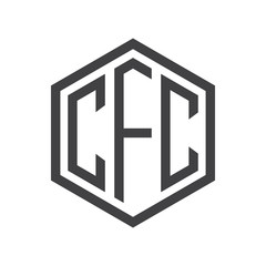 three-letter initials hexagon logo black