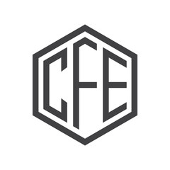 three-letter initials hexagon logo black