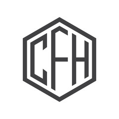 three-letter initials hexagon logo black
