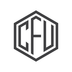 three-letter initials hexagon logo black