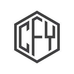 three-letter initials hexagon logo black