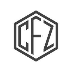 three-letter initials hexagon logo black