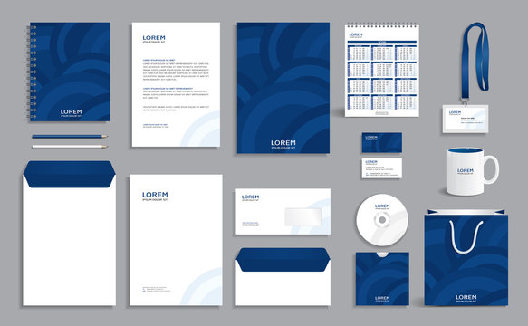 Corporate identity design template with blue circles background