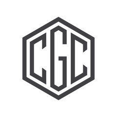 three-letter initials hexagon logo black