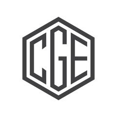 three-letter initials hexagon logo black