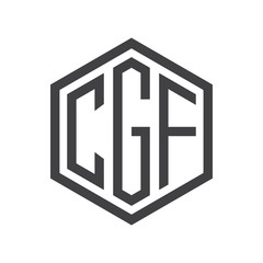 three-letter initials hexagon logo black