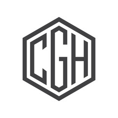 three-letter initials hexagon logo black