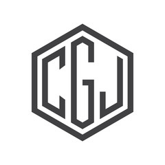 three-letter initials hexagon logo black