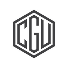 three-letter initials hexagon logo black