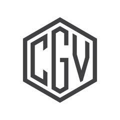 three-letter initials hexagon logo black